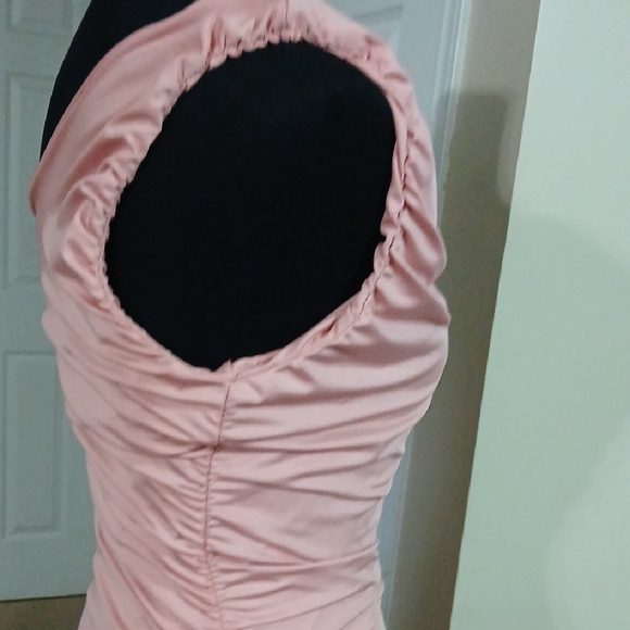 Elegant One Shoulder Pink Dress - Picture 7 of 10